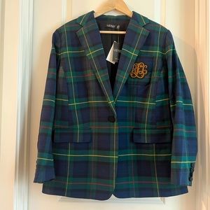 Ralph Lauren. Lauren Woman, Bullion Plaid Wool-Blend Twill Blazer.
